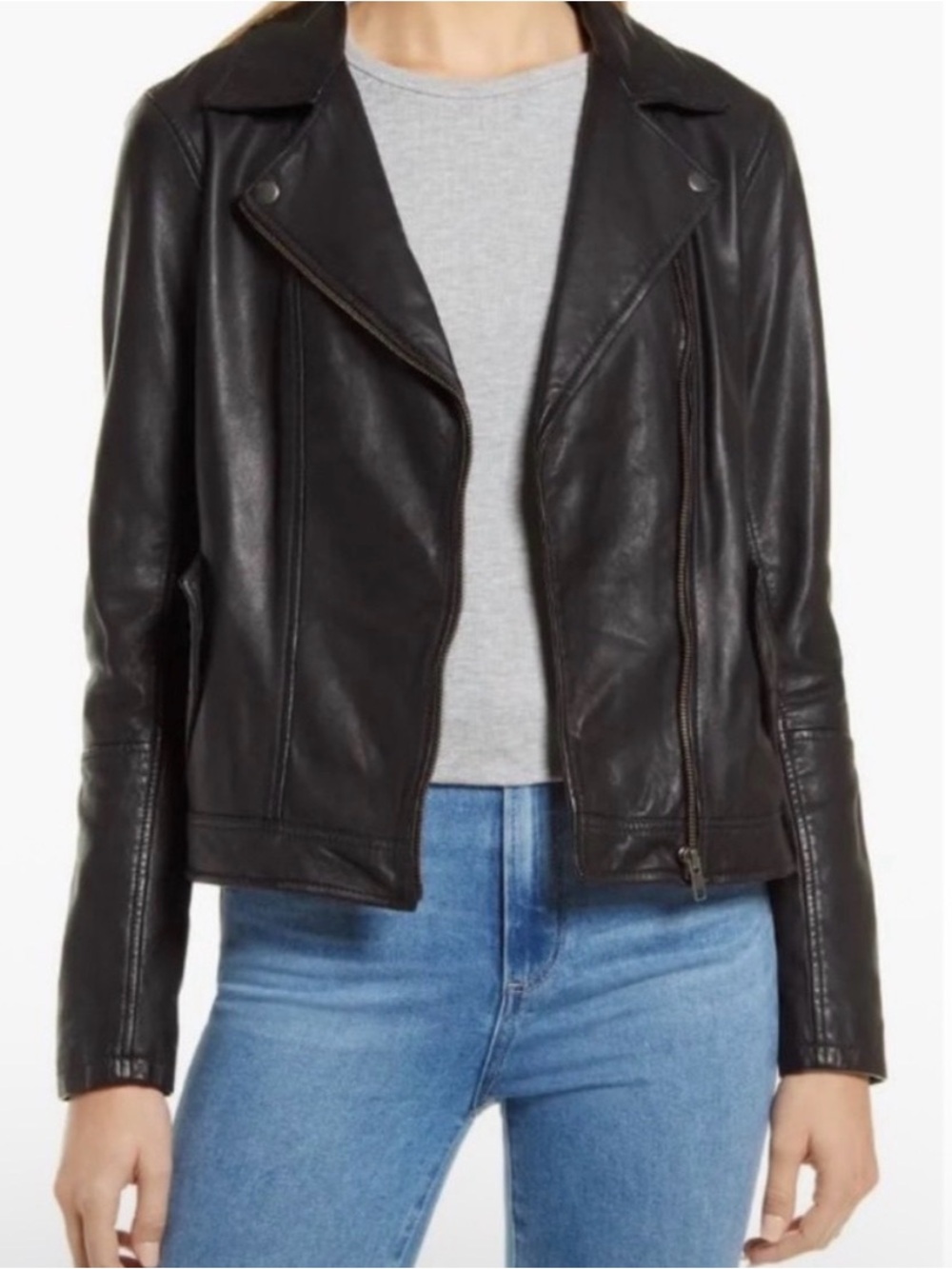 Caslon Black Leather Jacket